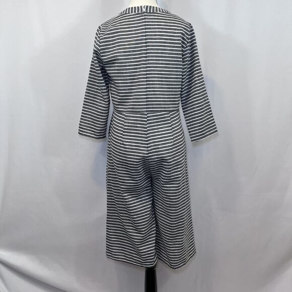 Mokingtop crop jumpsuit lightweight cotton black white stripes womens sz M - Picture 3 of 16